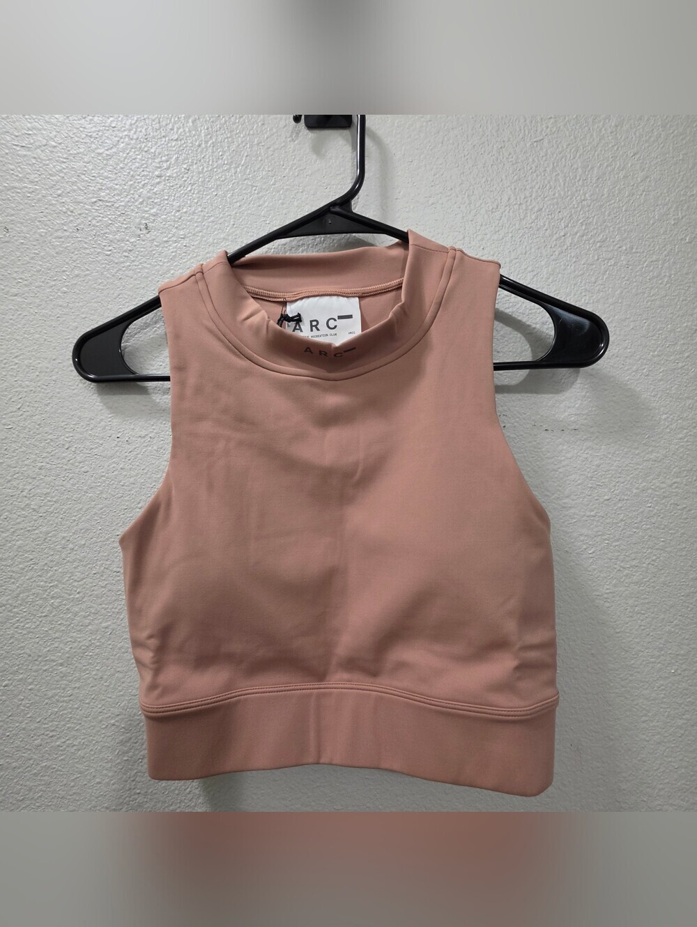 ARC High Neck Cropped Tank Top Longline Sports Bra Mauve Clay